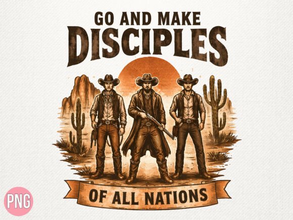 Christian Cowboy Western Disciples PNG T-Shirt Designs