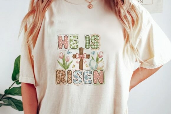 Christian He is Risen Boho Cross PNG — T-Shirt Designs