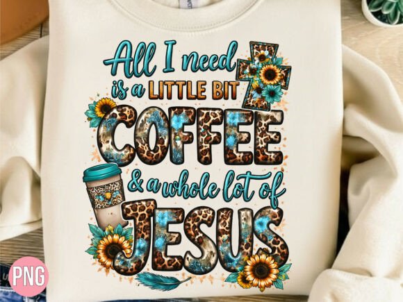 Coffee Jesus Leopard Print Christian PNG T-Shirt Designs