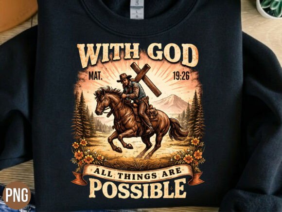 Cowboy Horse with God Possible Christian T-Shirt Designs