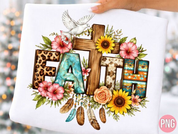 Faith Cross Dove Hibiscus Christian PNG T-Shirt Designs