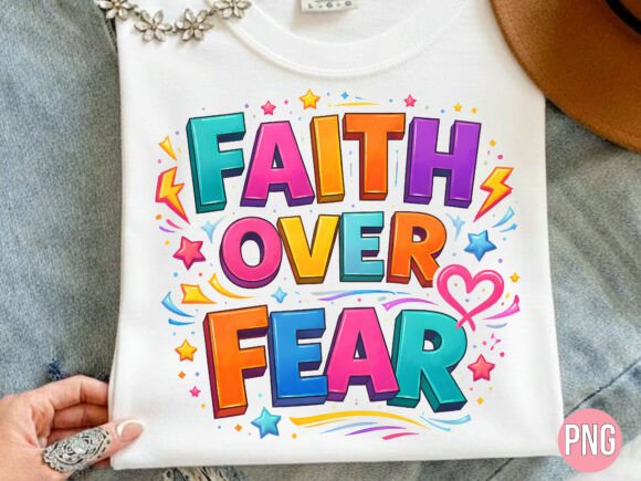 Faith over Fear Christian Rainbow PNG T-Shirt Designs
