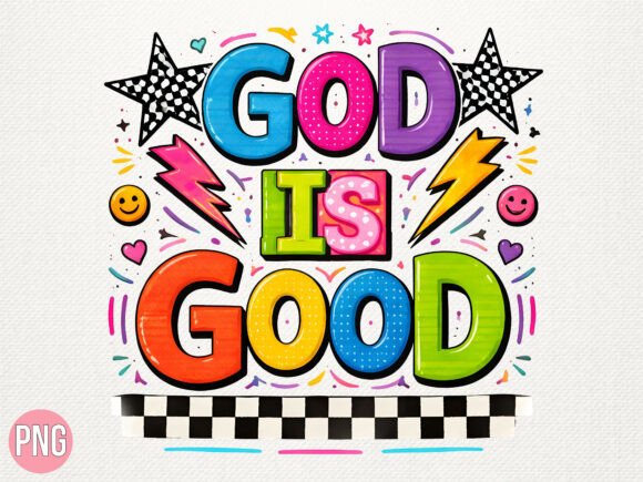 God is Good Colorful Retro Christian PNG T-Shirt Designs