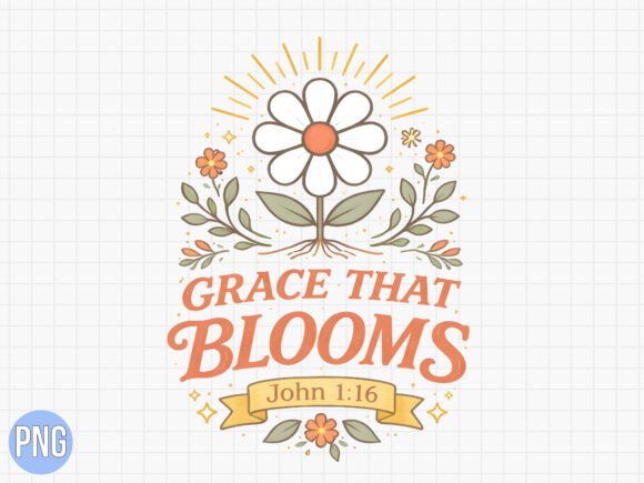 Grace Blooms Daisy Flower Christian PNG for T-Shirt Designs