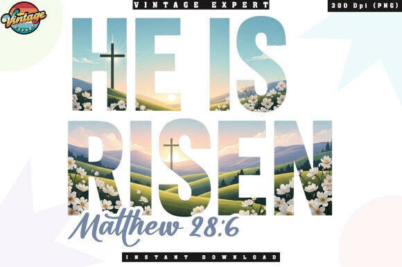 He is Risen Christian Landscape PNG T-Shirt Designs