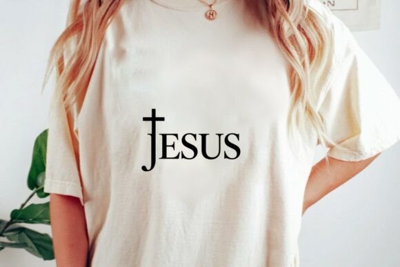 Jesus Cross Lettering Religious PNG for T-Shirt Designs