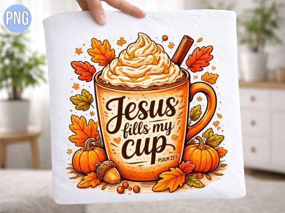 Jesus Fills My Cup Pumpkin Christian PNG T-Shirt Designs
