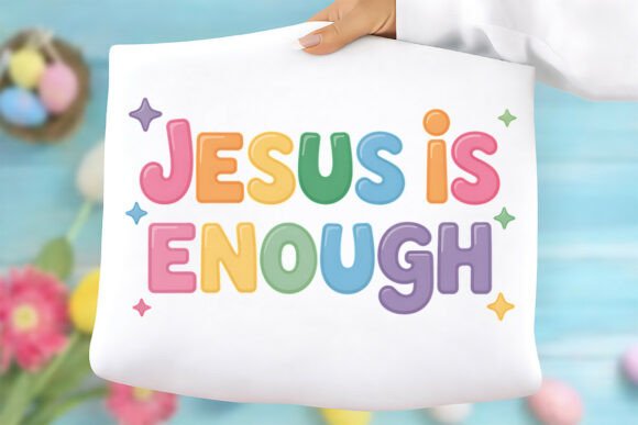 Jesus is Enough PNG: Christian Retro T-Shirt Designs