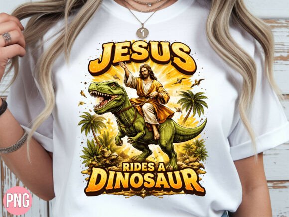 Jesus Riding Dinosaur PNG Shirt: T-Shirt Designs