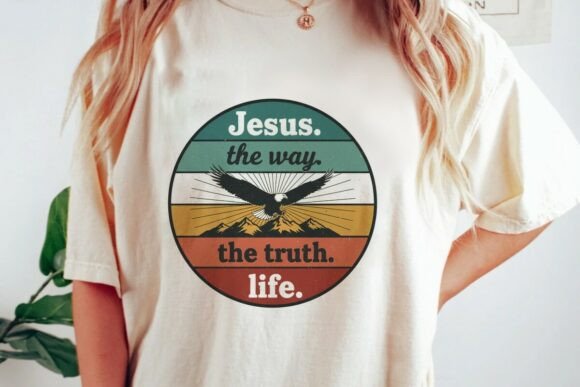Jesus Way Truth Life Eagle Vintage PNG T-Shirt Designs