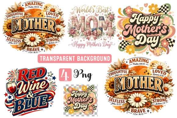 Retro Happy Mother’s Day, Christian Mom T-Shirt Designs